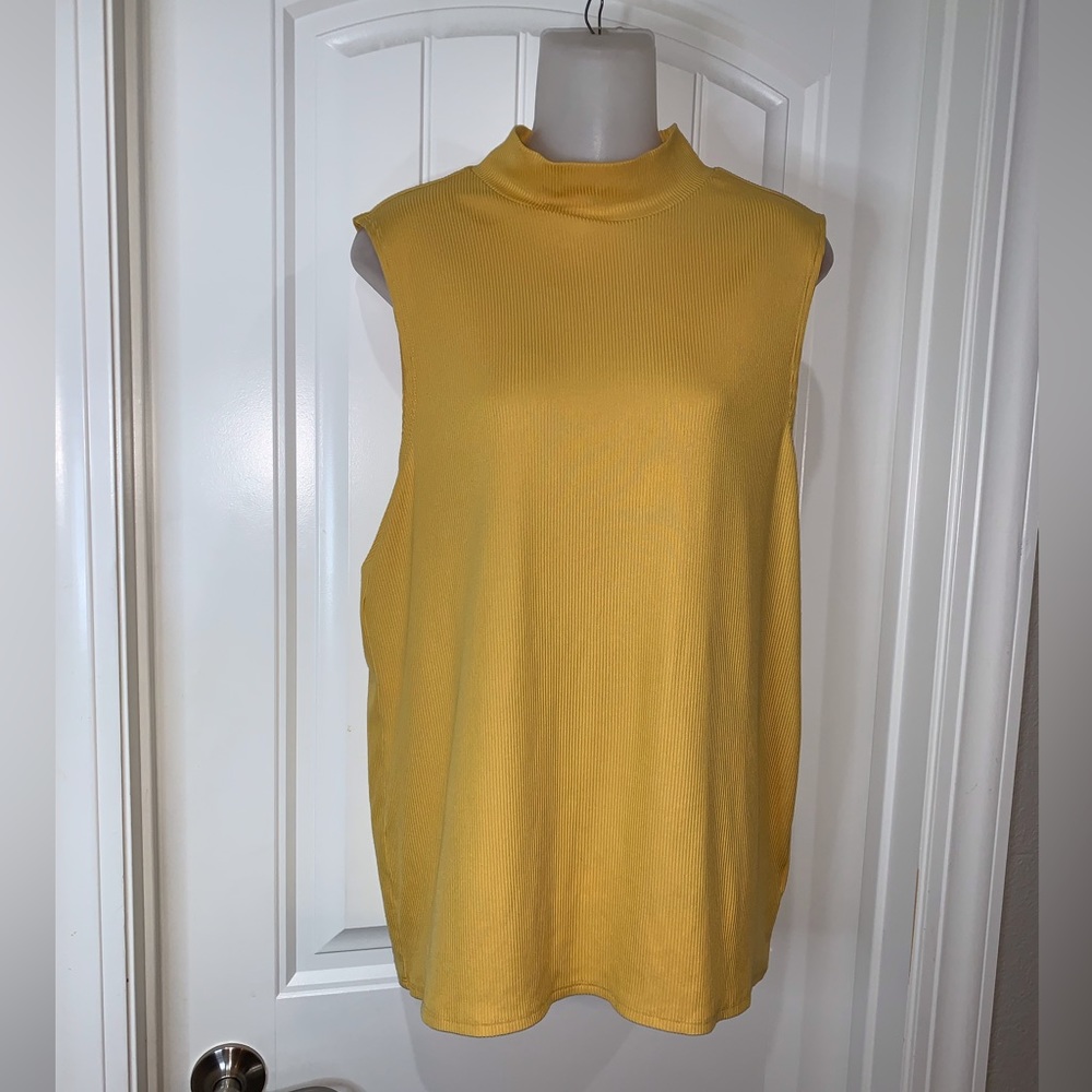 Plus Size Mustard Colored Rib Knit Top NWOT